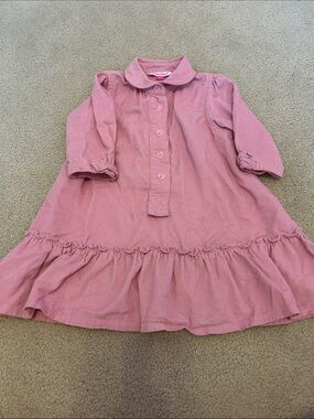 Girls' Long Sleeve Pink Corduroy Dress